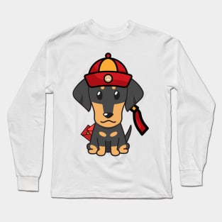 Cute dachshund ready for lunar new year Long Sleeve T-Shirt